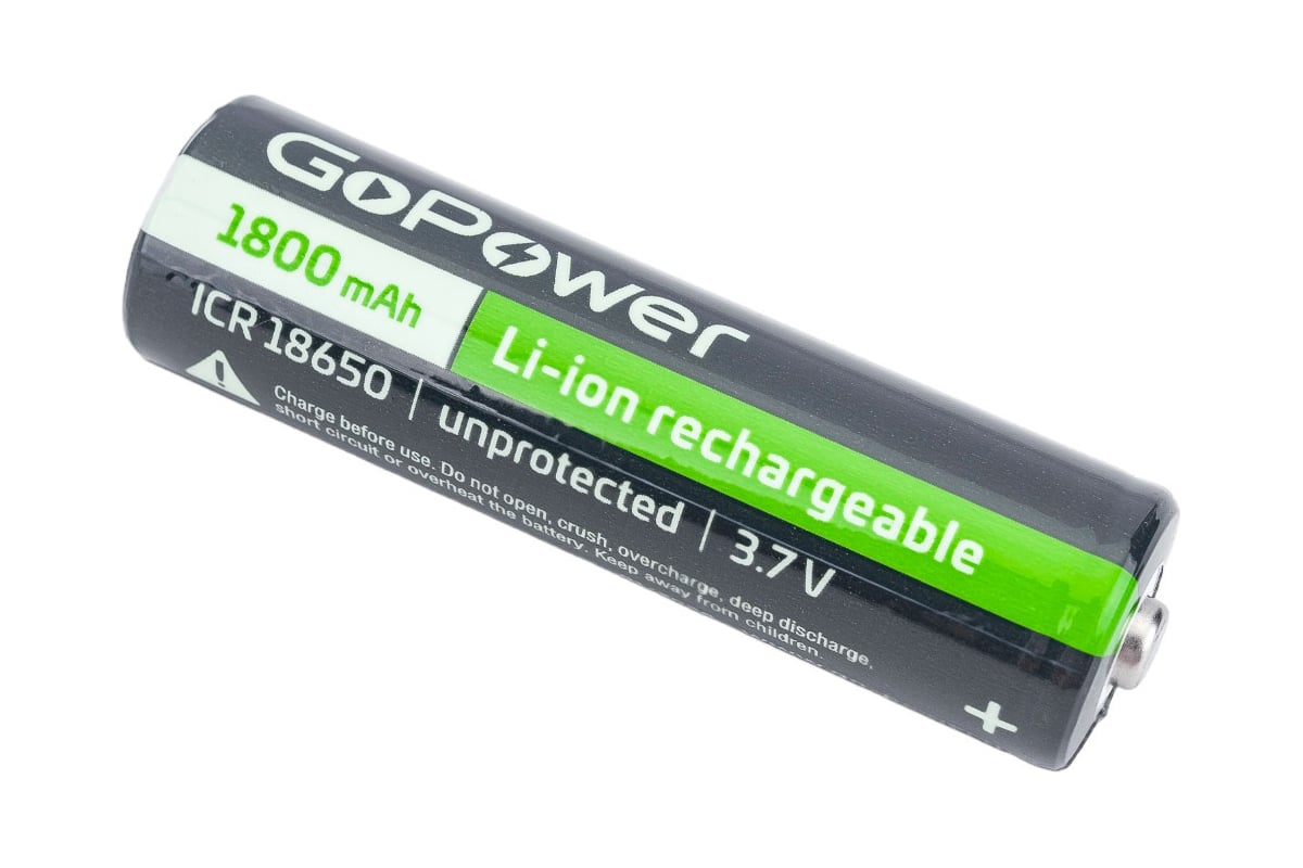 Аккумулятор Li-ion GoPower 18650 PC1 3.6V 1800mAh без защиты выс.конт.