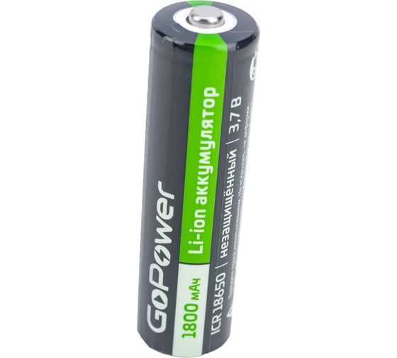 Аккумулятор GoPower Li-ion 18650 PC1 3.6V 1800mAh без защиты высокий контакт 00-00018351