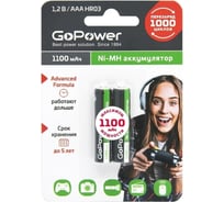 Бытовой аккумулятор GoPower HR03 AAA BL2 NI-MH 1100mAh 00-00015316 22970139