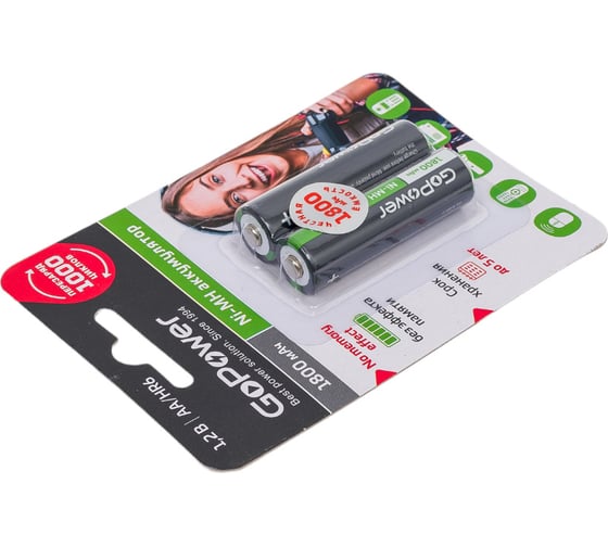 Бытовой аккумулятор GoPower HR6 AA BL2 NI-MH 1800mAh 00-00015317