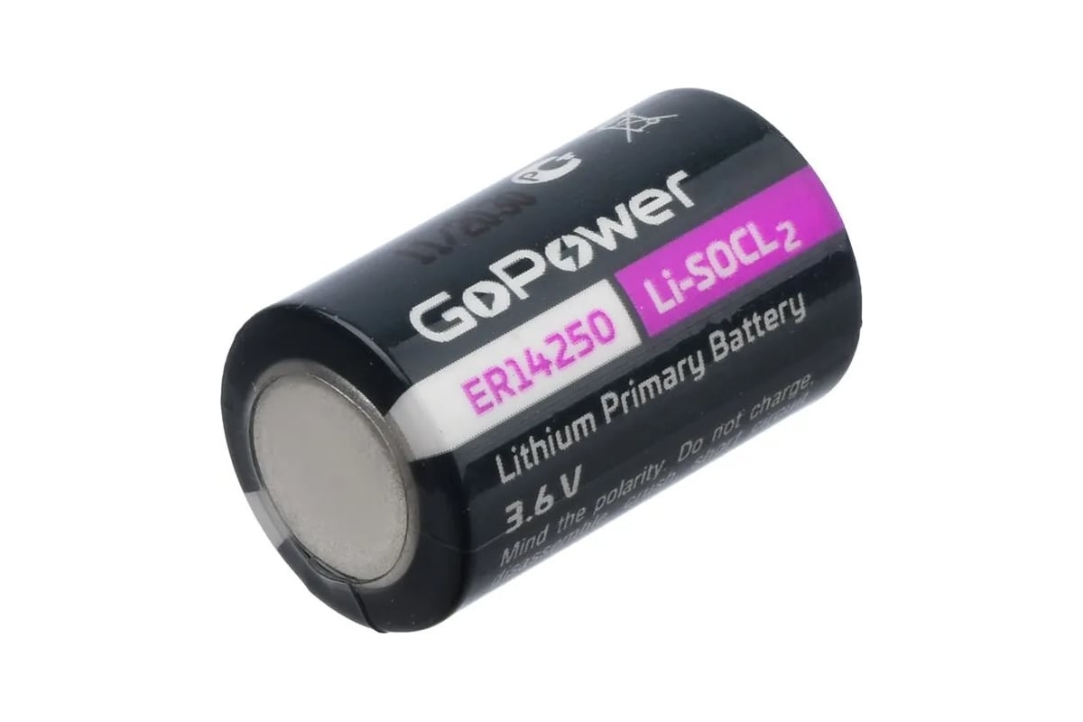 Батарейка GoPower 14250 1/2AA PC1 Li-SOCl2 3.6V (1/10/500) 00-00015329 ...