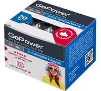 Батарейка GoPower LR6 AA пальчиковые Alkaline 1.5V 20 штук 00-00017748 22970097