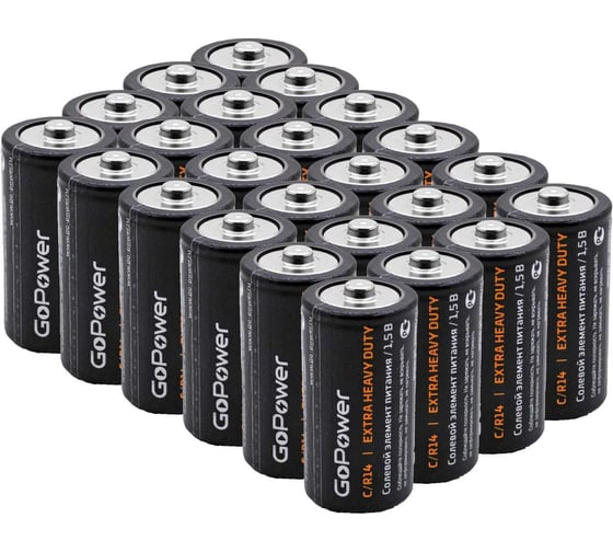 Батарейки GoPower R14 C Shrink 2 Heavy Duty 1.5V 24 шт.в уп. 00-00015596 1