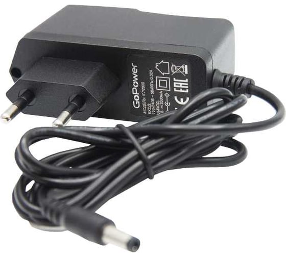 Импульсный блок питания GoPower 1.0A 12V 5,5x2,5/12мм (1/100) 00-00018643