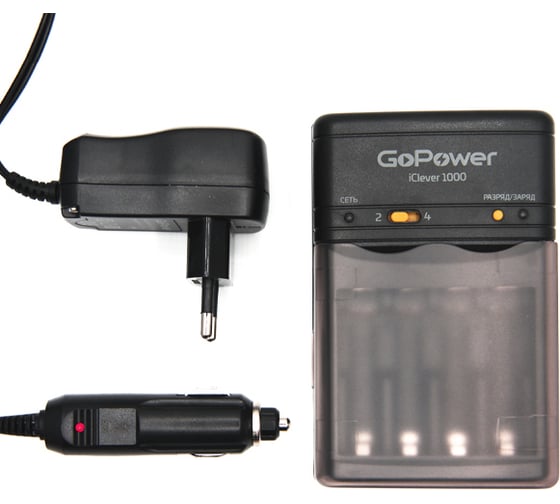 Зарядное устройство GoPower для аккумуляторов iClever1000 Ni-MH/Ni-Cd 4 слота (1/15/30) 00-00015344