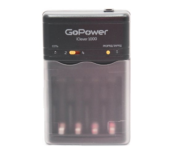 Зарядное устройство GoPower для аккумуляторов iClever1000 Ni-MH/Ni-Cd 4 слота (1/15/30) 00-00015344
