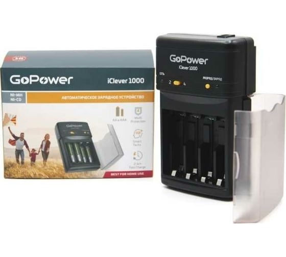 Зарядное устройство GoPower для аккумуляторов iClever1000 Ni-MH/Ni-Cd 4 слота (1/15/30) 00-00015344 1