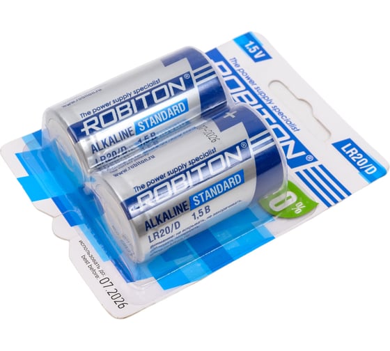 Элемент питания ROBITON STANDARD LR20 BL2 17490