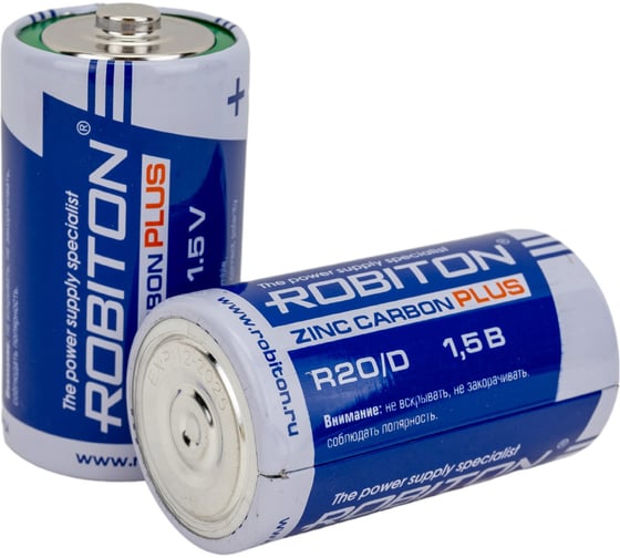 Элемент питания ROBITON 2шт. PLUS R-R20- R20 17432 1