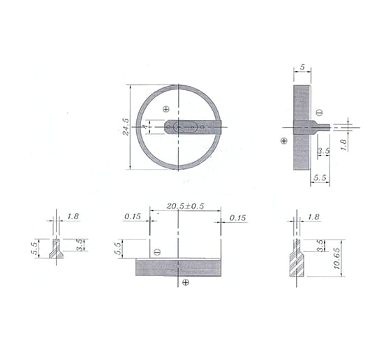 Элемент питания ROBITON 20шт. PROFI CR2450-HB5.5/20.5 3.0В с выводами под пайку 14665