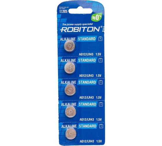 Элемент питания ROBITON STANDARD R-AG12-0- AG12 0 проц. Hg 16947