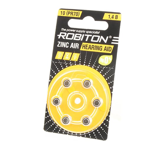 Элемент питания ROBITON 6шт. HEARING AID R-ZA10- 10 PR70 DA230 V10 16911