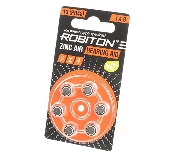 Элемент питания ROBITON 6шт. HEARING AID R-ZA13- 13 PR48 DA13 V13A 16912