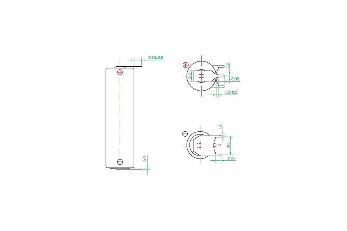 Элемент питания ROBITON ER14505-P1M2 AA с плоскими выводами под пайку ...