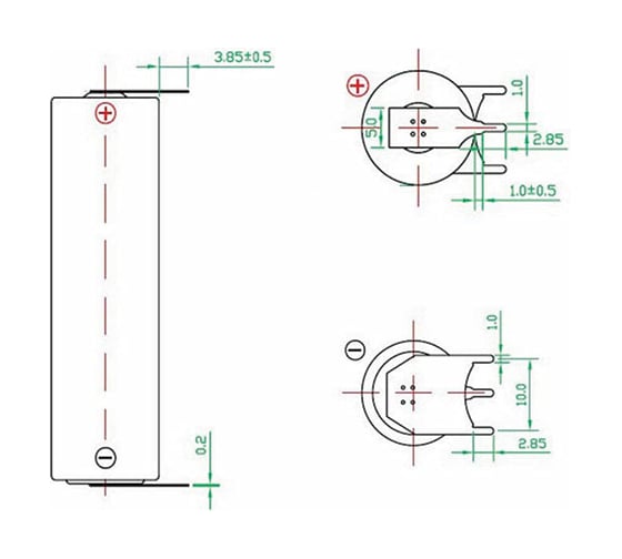 Элемент питания ROBITON ER14505-P1M2 AA с плоскими выводами под пайку 16142