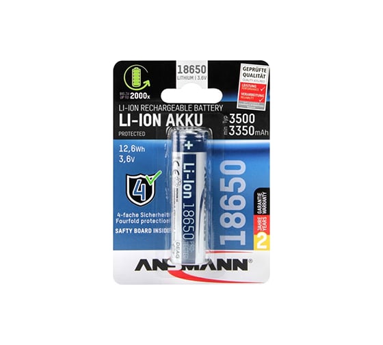 Аккумулятор ANSMANN 1307-0001-RU 18650 3500мАч с защитой 17455