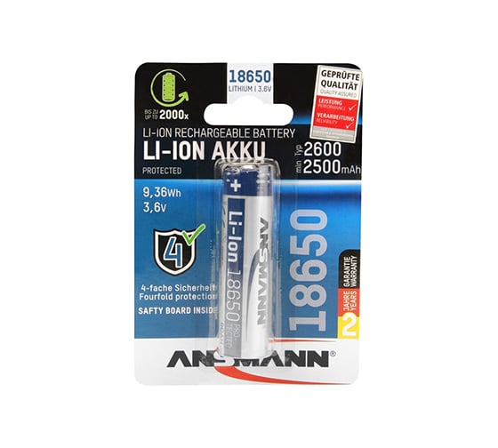 Аккумулятор ANSMANN 1307-0000 18650 2600мАч с защитой 14679