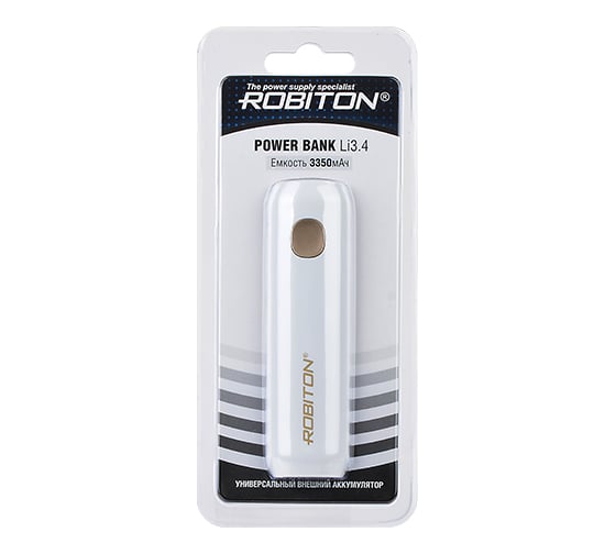 Универсальный внешний аккумулятор Robiton POWER BANK Li3.4 MAGNOLIA белый 3350мАч 14262