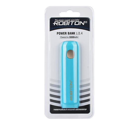 Универсальный внешний аккумулятор Robiton POWER BANK Li3.4 IRIS голубой 3350мАч 14264