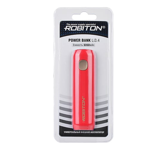 Универсальный внешний аккумулятор Robiton POWER BANK Li3.4 ROSE розовый 3350мАч 14265
