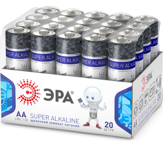 Батарейка ЭРА LR6-20 bulk SUPER Alkaline Б0054623 - выгодная цена, отзывы, характеристики, фото - купить в Москве и РФ