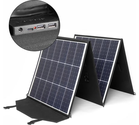 Влагозащищенная складная солнечная батарея TopOn 200W 18V DC, Type-C PD 60W, USB QC3.0 18W, USB 12W, на 4 секции TOP-SOLAR-200