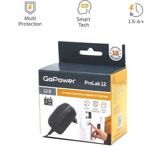 Зарядное устройство для свинцово-кислотных аккумуляторов GoPower 12V ProLab 12 1.0A (1/100) 00-00015355