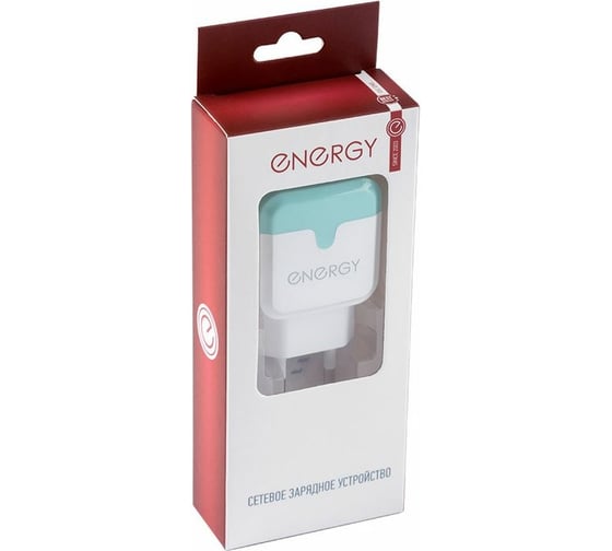 Сетевое зарядное устройство ENERGY ET-33, 2 USB разъёма, 2,1А, цвет - белый 104291