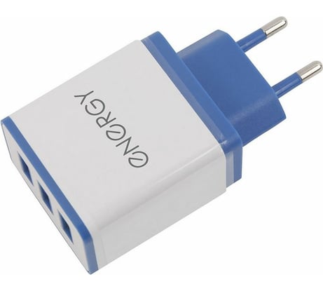 Сетевое зарядное устройство ENERGY ET-34, 3 USB разъёма, 2,1А, цвет - белый 104292