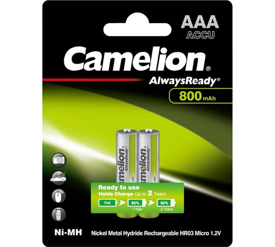 Аккумулятор AAA- 800mAh Ni-Mh Always Ready BL-2, 1.2В Camelion, 7965