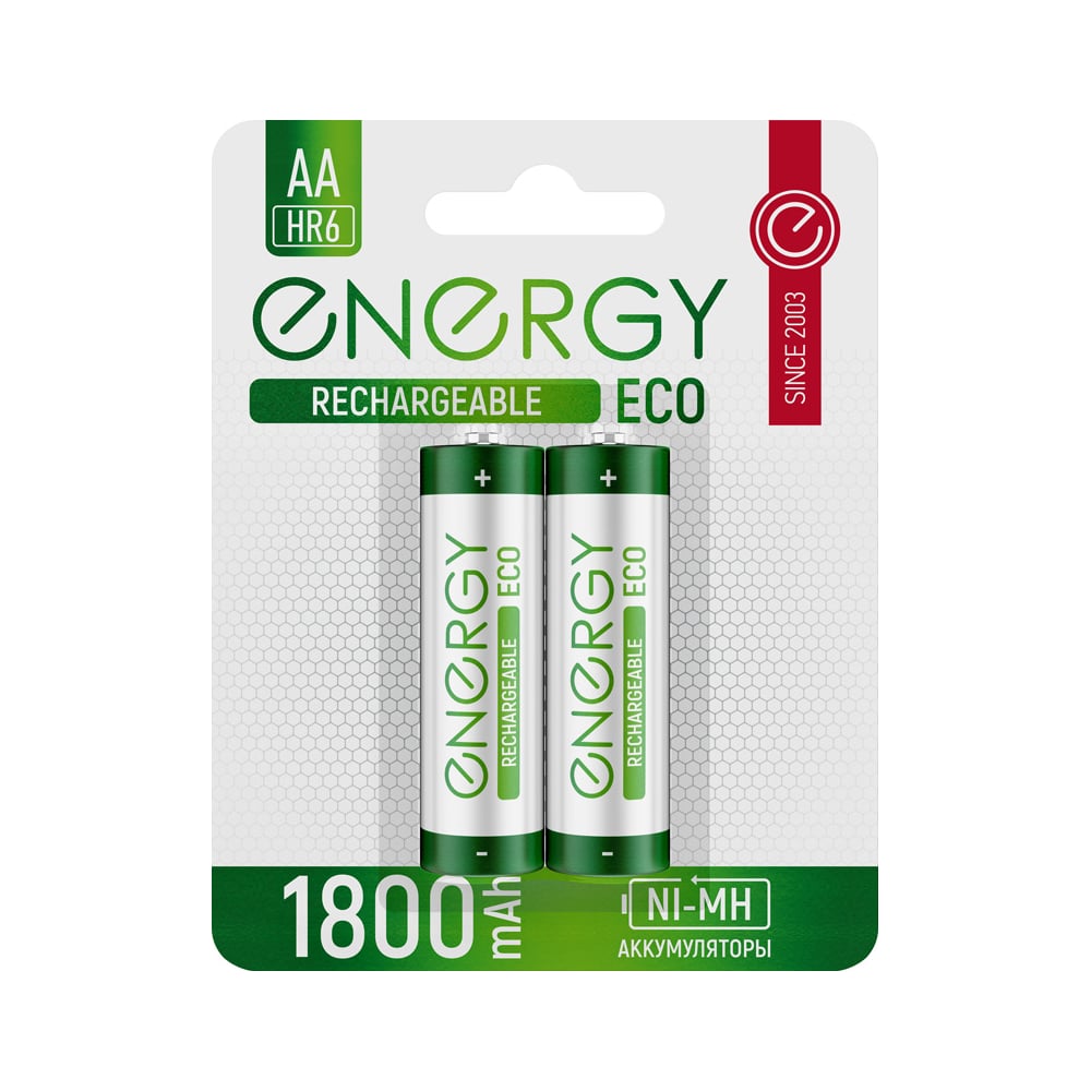 Аккумулятор ENERGY Eco NIMH-1800-HR6/2B (АА) 104988 - выгодная цена,  отзывы, характеристики, фото - купить в Москве и РФ