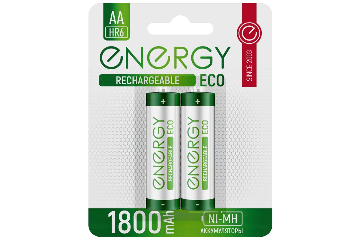 Аккумулятор ENERGY Eco NIMH-1800-HR6/2B (АА) 104988 - выгодная цена,  отзывы, характеристики, фото - купить в Москве и РФ