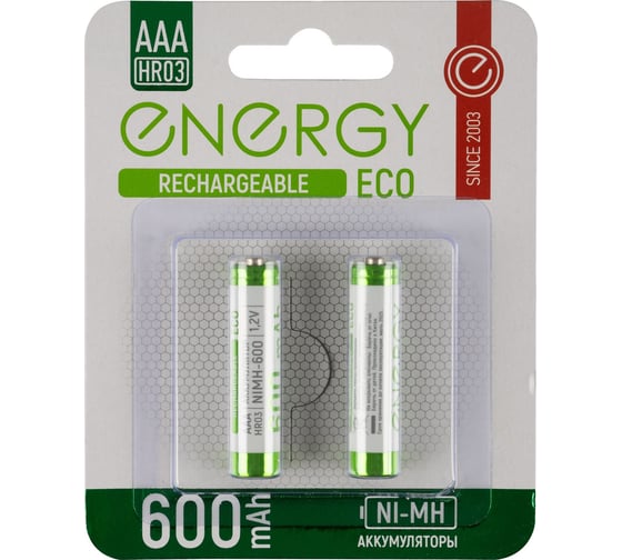 Аккумулятор ENERGY Eco NIMH-600-HR03/2B (АAА) 104986