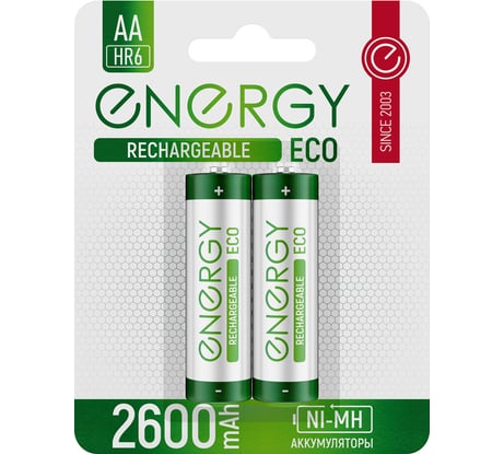 Аккумулятор ENERGY Eco NIMH-2600-HR6/2B (АА) 104989