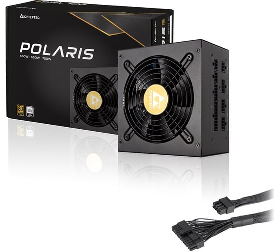 Блок питания Chieftec Polaris 650W, ATX 12V 2.3 PSU, W/12cm Fan, 80 plus Gold, full cable management PPS-650FC