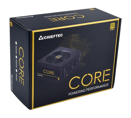 Блок питания Chieftec CORE 500W, ATX 12V 2.3 PSU, W/12cm Fan, 80 plus Gold, Box BBS-500S