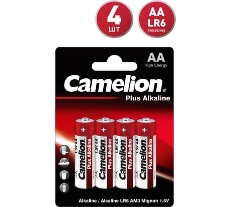 Батарейка 1.5В Camelion LR 6 Plus Alkaline BL-4 7370