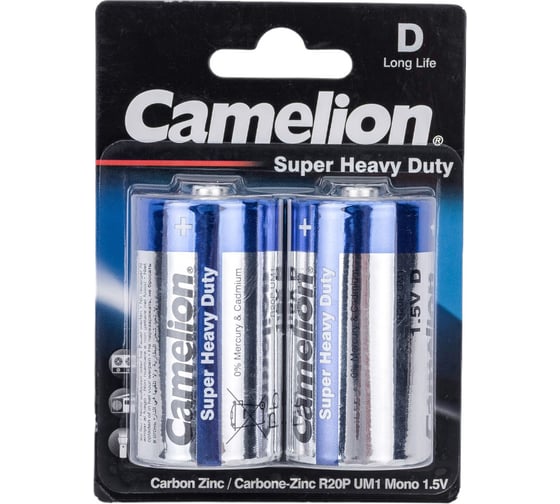 Батарейка 1.5В Camelion, R20 Blue BL-2,3217