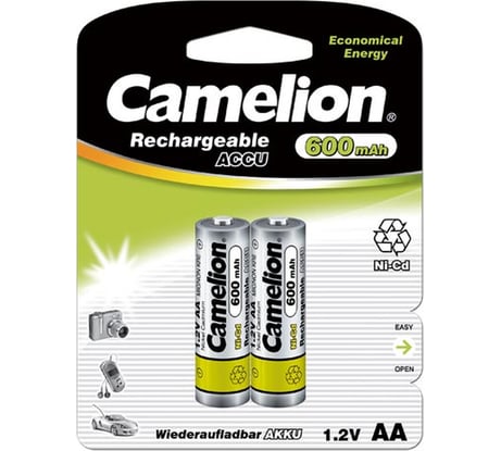 Аккумулятор Camelion 1.2В, AA-600mAh Ni-Cd BL-2, 1657