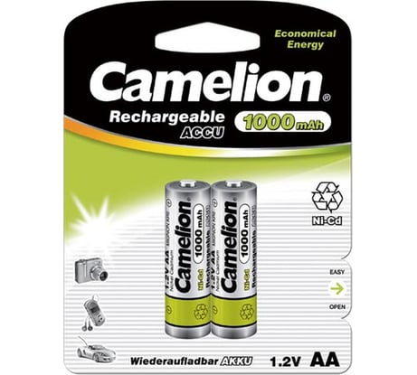 Аккумулятор 1.2В Camelion, AA-1000mAh Ni-Cd BL-2, 6181