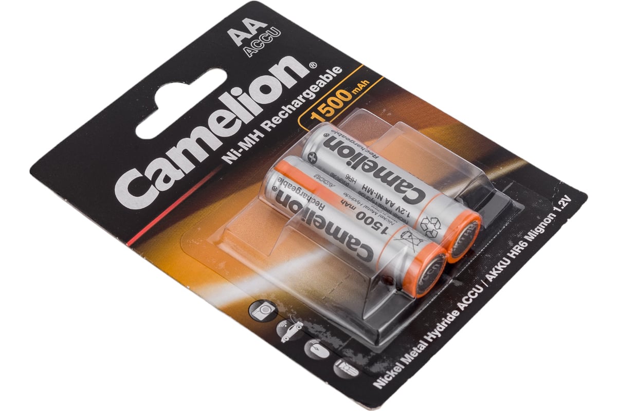 Аккумулятор 1.2В Camelion AA-1500mAh Ni-Mh BL-2, 3510 - выгодная цена,  отзывы, характеристики, фото - купить в Москве и РФ