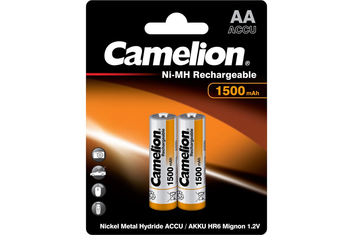 Аккумулятор 1.2В Camelion AA-1500mAh Ni-Mh BL-2, 3510 - выгодная цена,  отзывы, характеристики, фото - купить в Москве и РФ