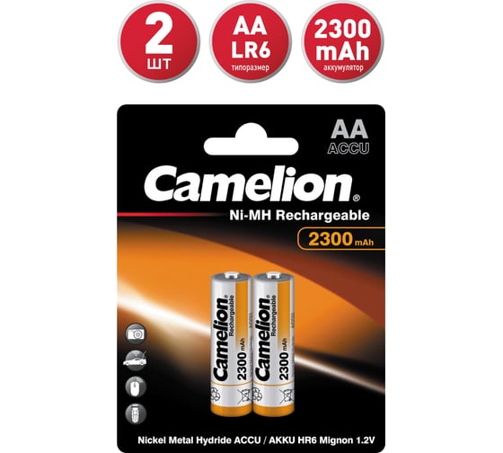 Аккумулятор 1.2В Camelion AA-2300mAh Ni-Mh BL-2, 5221 15084063