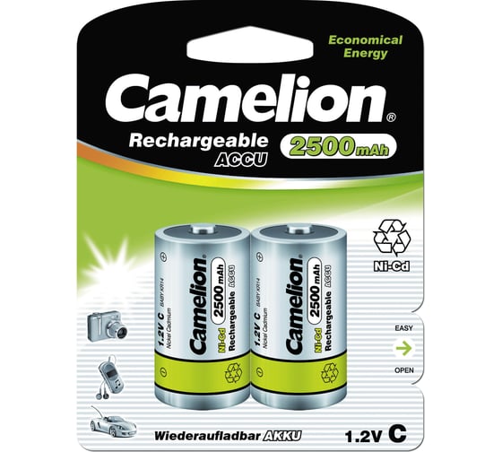 Аккумулятор Camelion 1.2В C-2500mAh Ni-Cd BL-2, 3145 1
