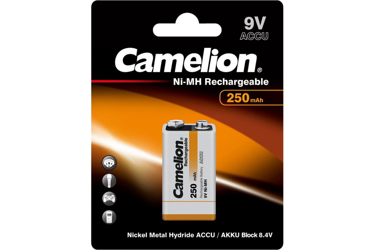 Аккумулятор Camelion 9V-250mAh Ni-Mh BL-1, 5014 - выгодная цена, отзывы,  характеристики, фото - купить в Москве и РФ