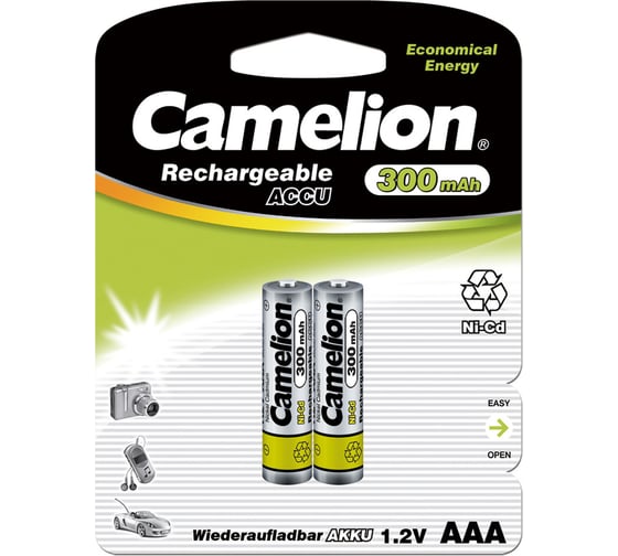 Аккумулятор Camelion 1.2В AAA-300mAh Ni-Cd BL-2, 3144