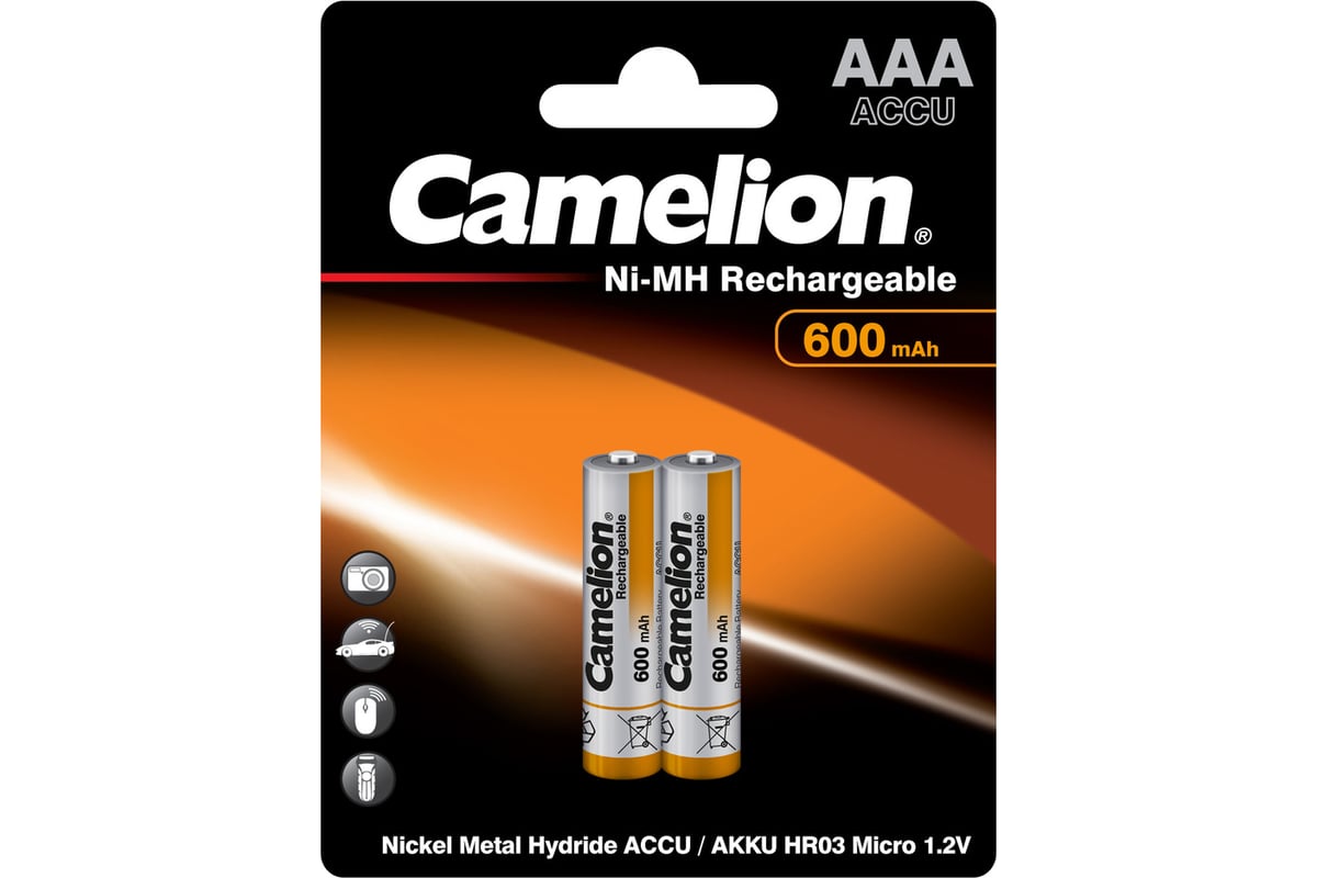 Аккумулятор Camelion 1.2В AAA-600mAh Ni-Mh BL-2, 2695 - выгодная цена,  отзывы, характеристики, фото - купить в Москве и РФ