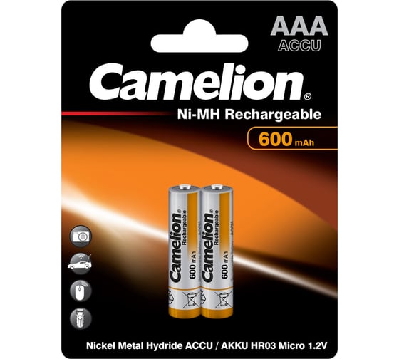Аккумулятор Camelion 1.2В AAA-600mAh Ni-Mh BL-2, 2695