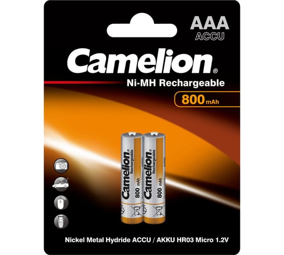Аккумулятор Camelion 1.2В AAA-800mAh Ni-Mh BL-2, 3674
