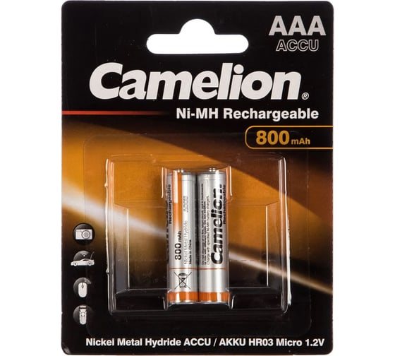 Аккумулятор Camelion 1.2В AAA-800mAh Ni-Mh BL-2, 3674